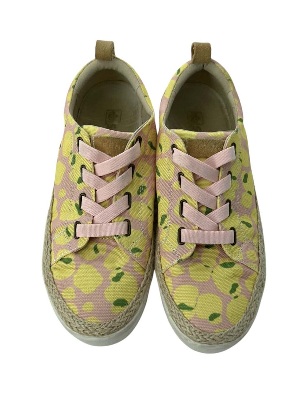 Spenco Malibu Pink Lemon Slip-On Sneaker Womens 9B Comfort Novelty Leather Lined